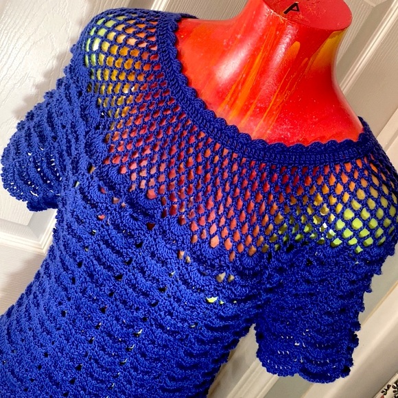 HANDMADE Kawaii Cute Blue Knit Top - Picture 4 of 11